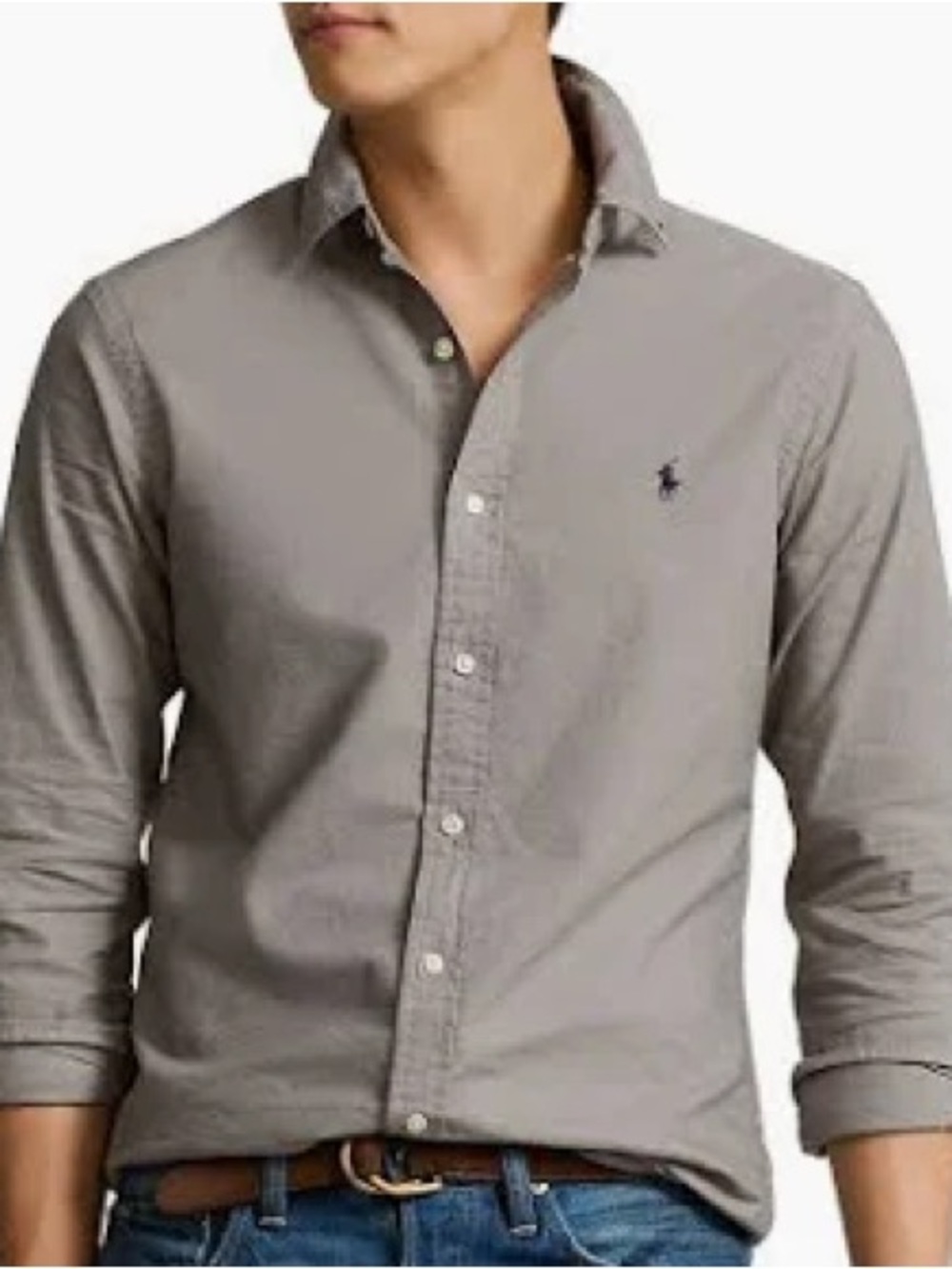 Polo by Ralph Lauren Classic Fit Gray Long Sleeve Cotton Oxford Button Down